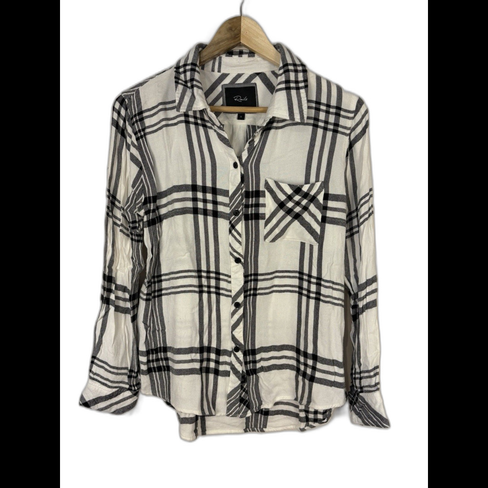 Rails Hunter Plaid Button-Up Shirt White Black Women’s Small Classic Preppy